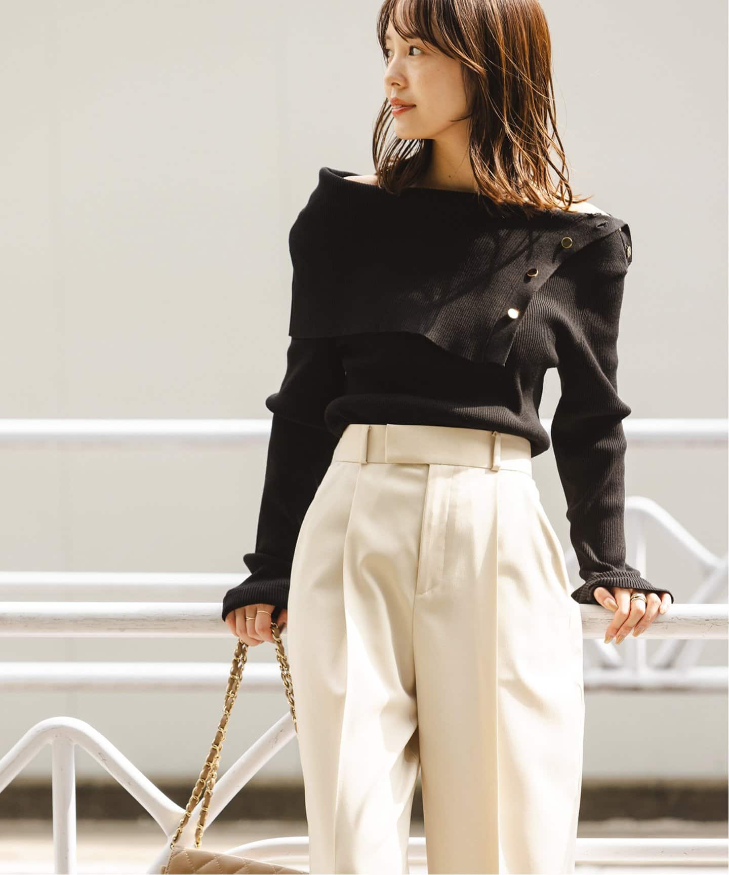 ショルダーボタンタイトリブニット（ニット／セーター）｜NOBLE