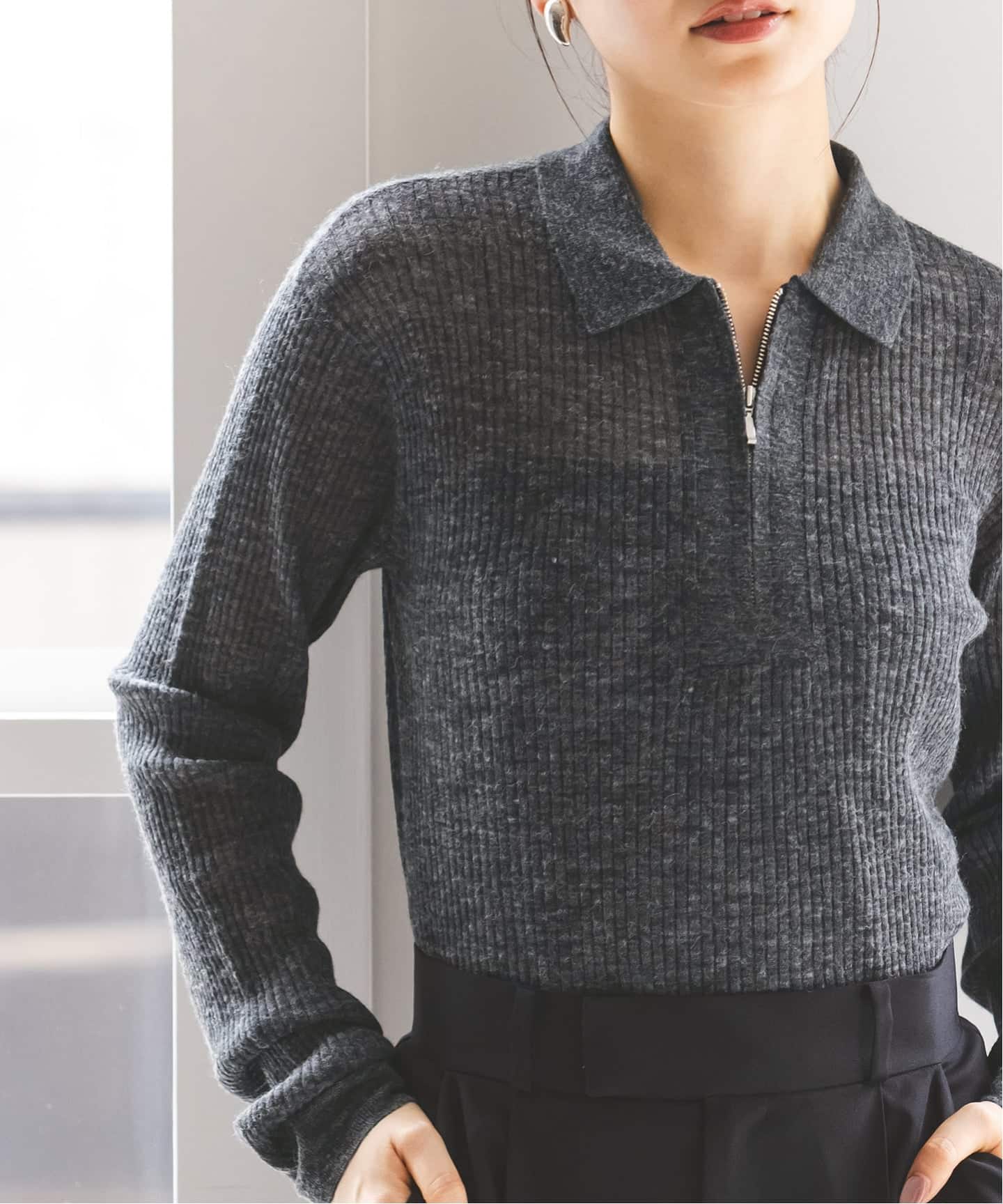 フロントジップシアーアルパカニット（ニット／セーター）｜NOBLE