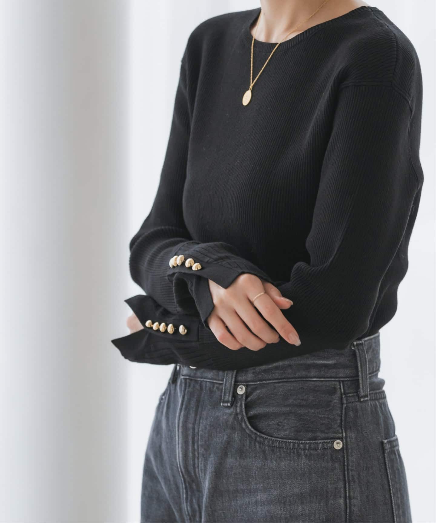 WEB＆日本橋店限定・追加》ボタンディテールタイトリブニット（ニット