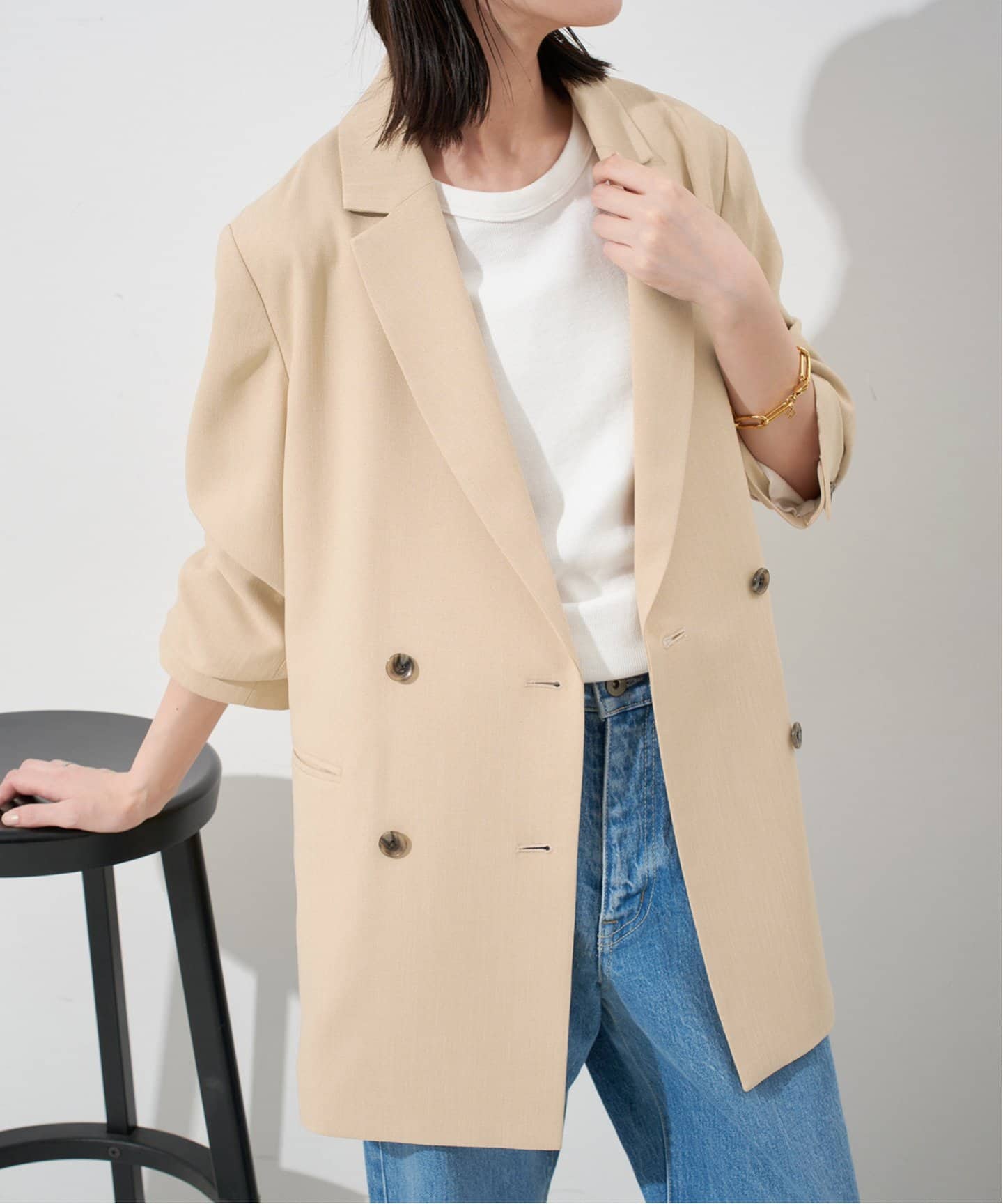 追加》ウォッシャブルツイルダブルジャケット（テーラードジャケット