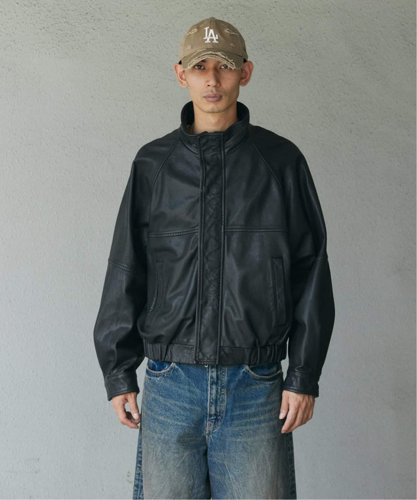 シープ レザー ウォッシュド スタンド ブルゾン（レザージャケット