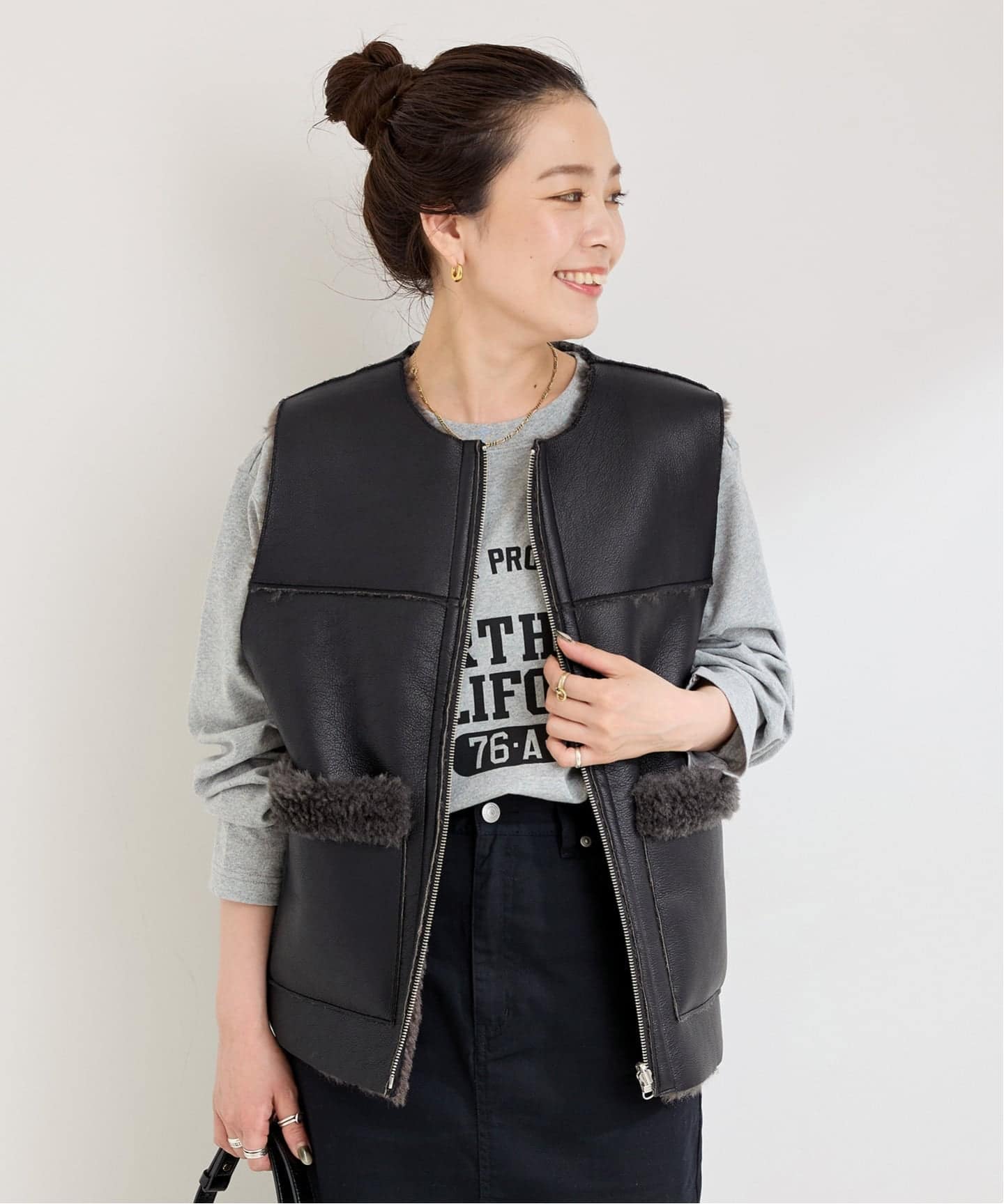 ムートンライクリバーシブルベスト（ベスト）｜B.C STOCK（ベーセー