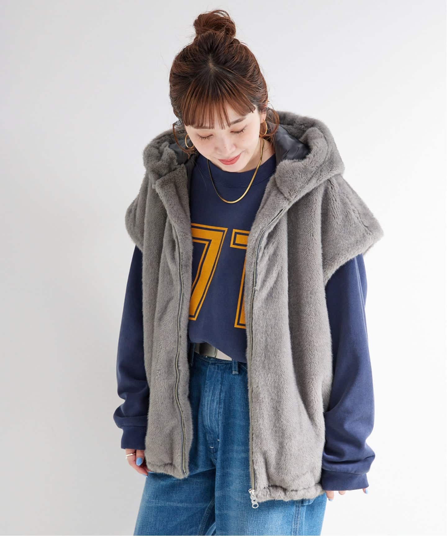 追加》【WEB＋一部店舗限定】手洗い可 / フード付きミンク調ファー