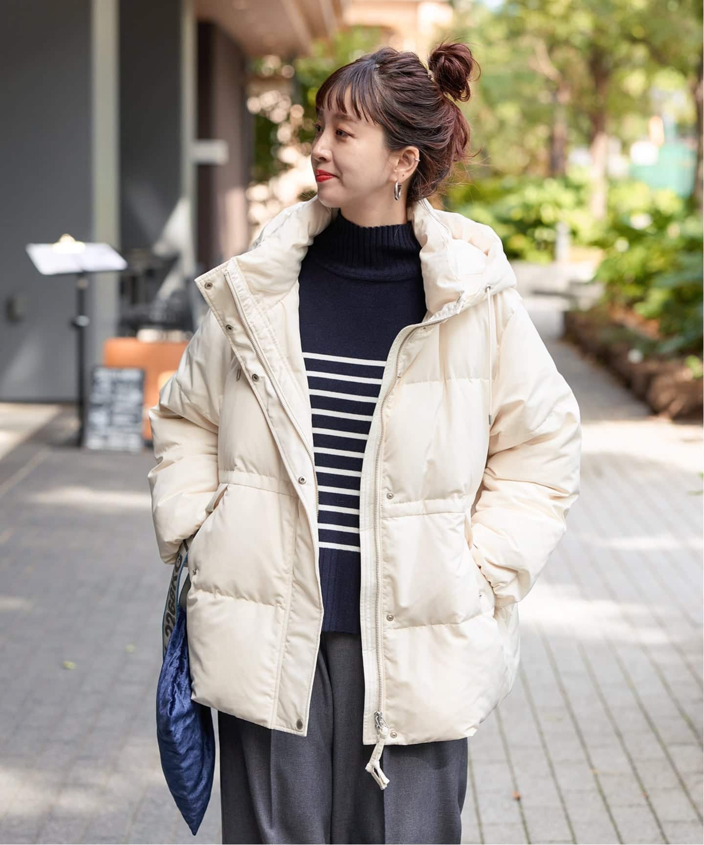 撥水 / 撥油 / フラッフィーフーディミトンダウン（ダウンジャケット