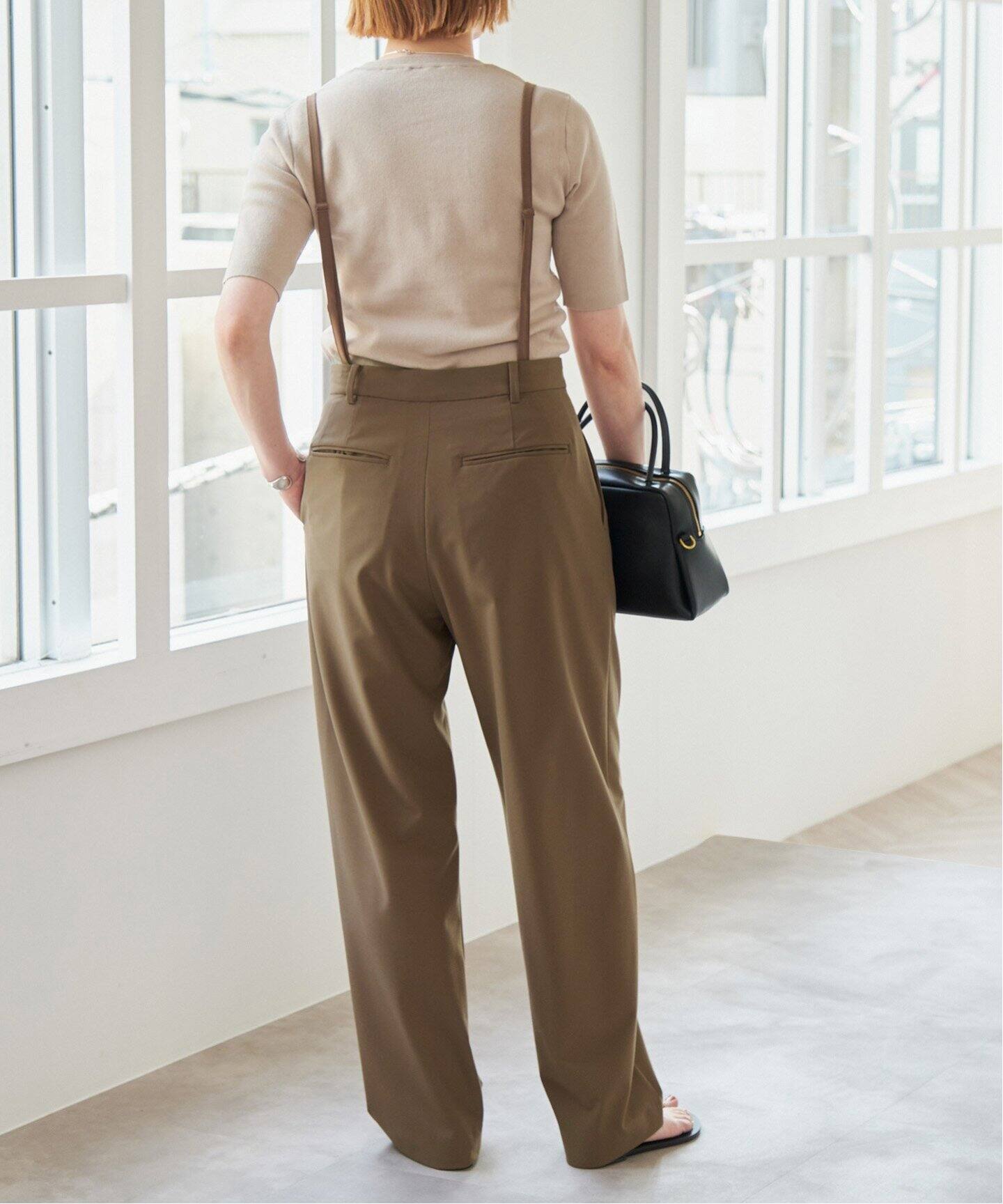 サスペンダー付きアシンメトリータックパンツ（スラックス）｜Spick