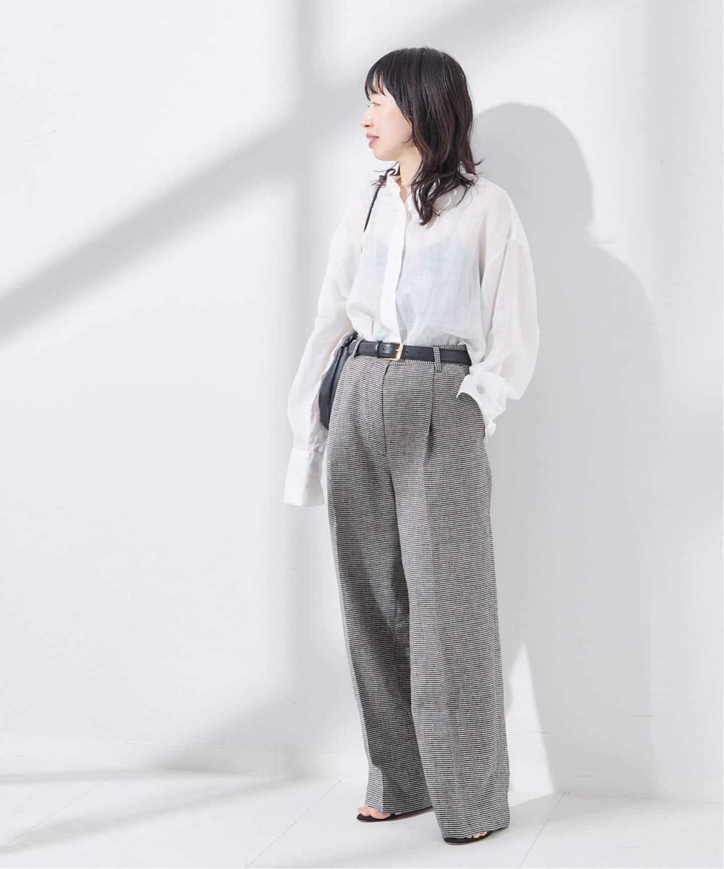 NALYA リネン/チェック タックパンツ（スラックス）｜JOURNAL STANDARD