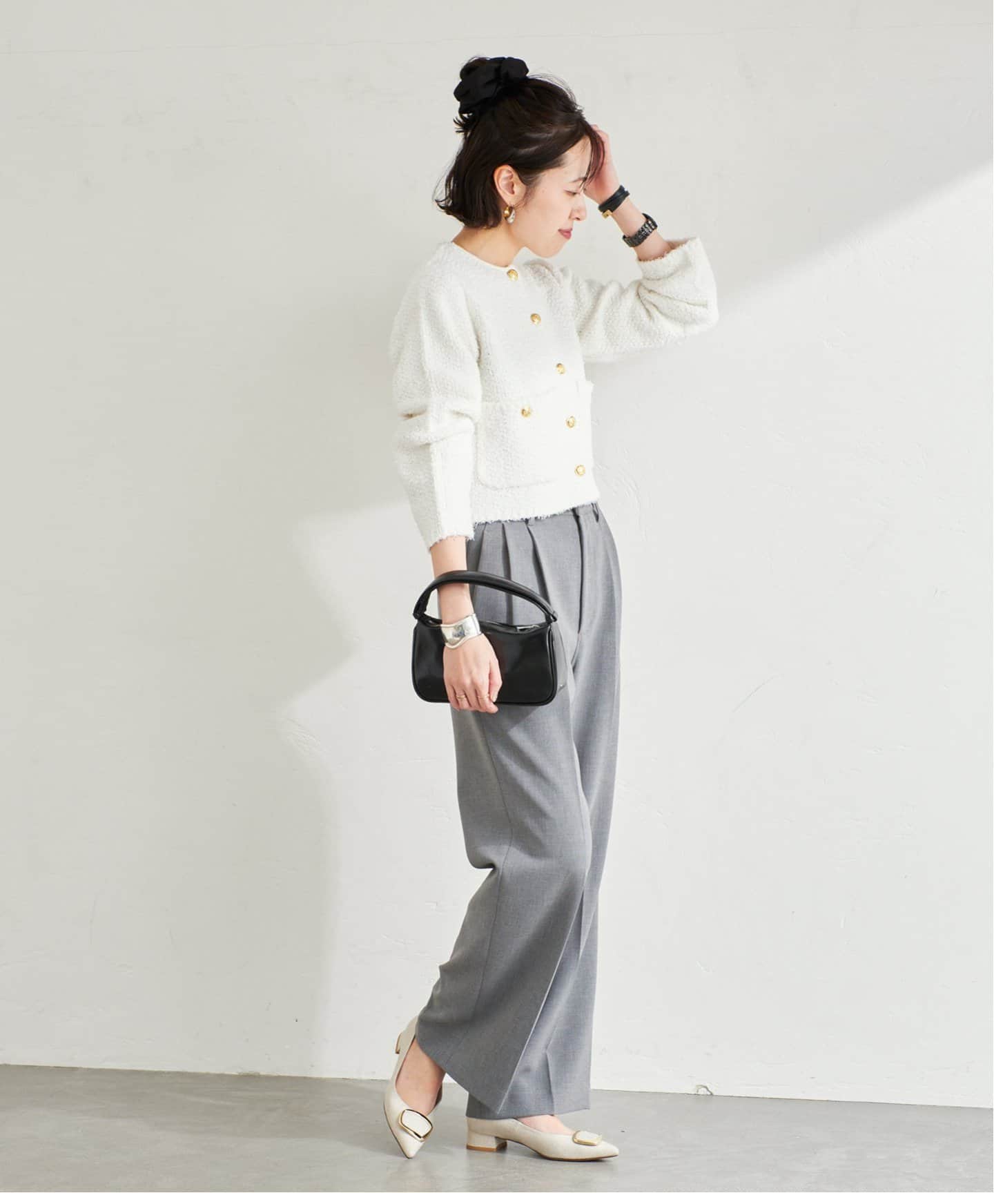 追加》3cmポインテッドニュアンスバックルパンプス（パンプス）｜LE