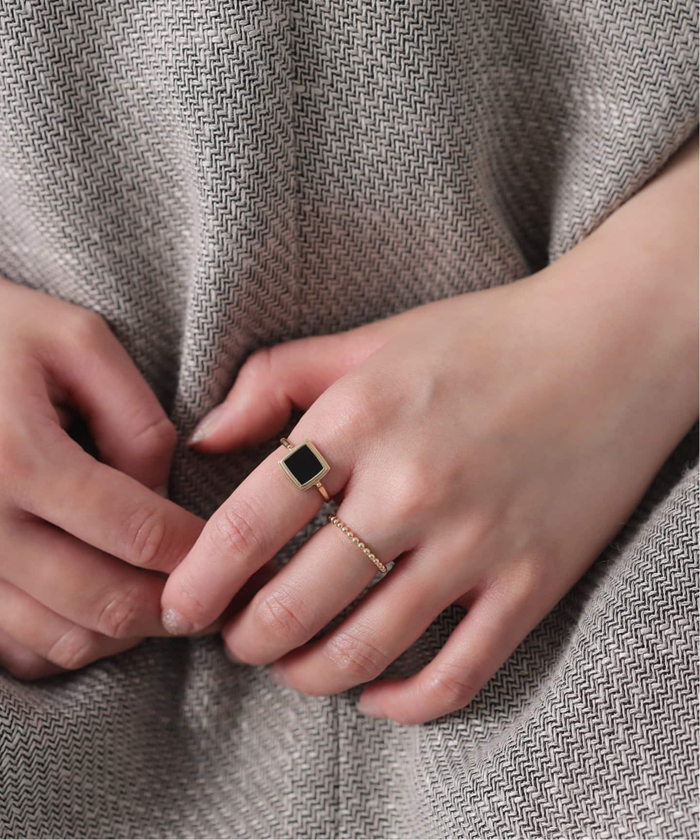 WEB限定》スライスオニキススクエアリング K10（リング）｜Lilas（リラ