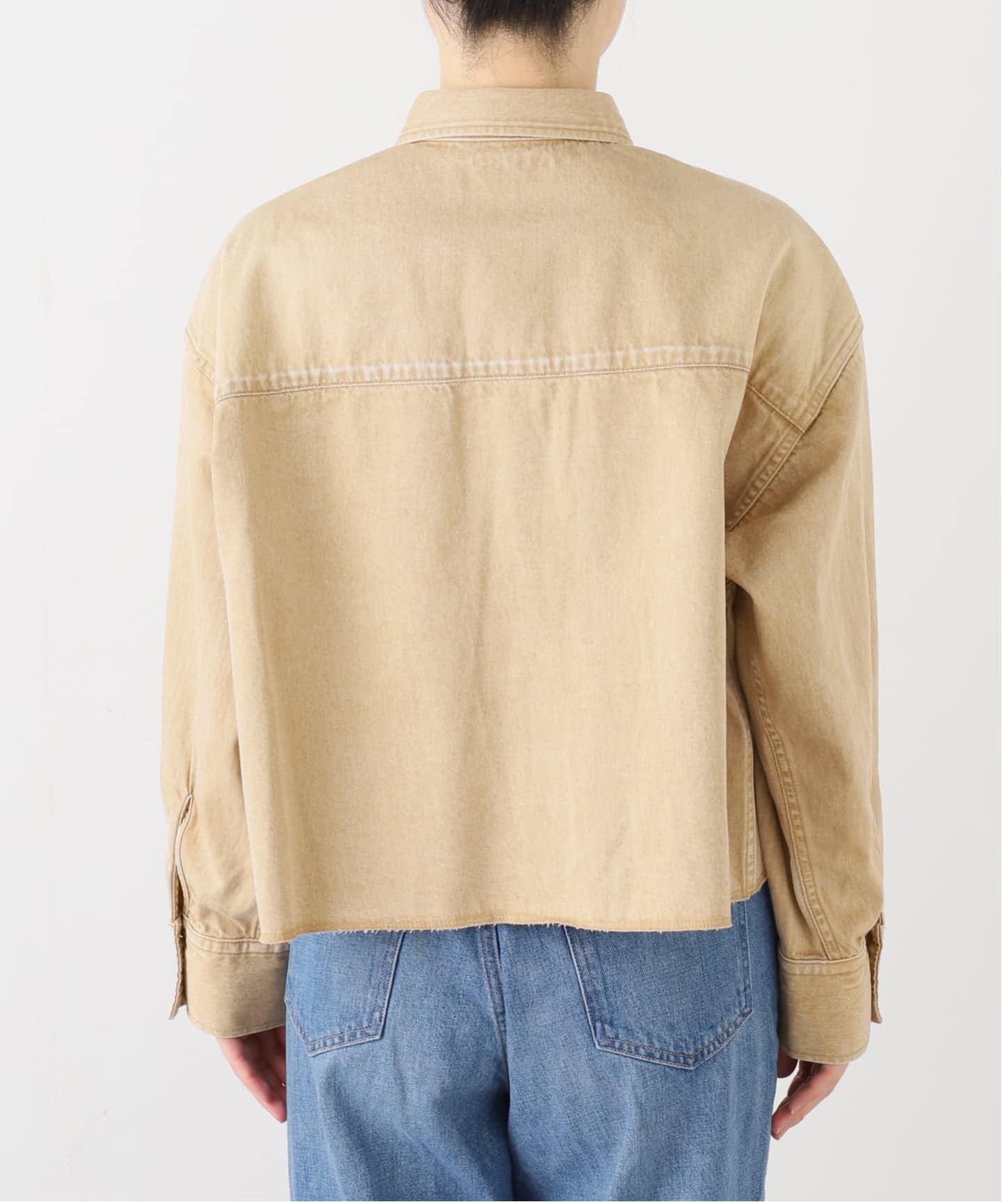 追加》ライトオンスデニムクロップドシャツ（シャツ／ブラウス