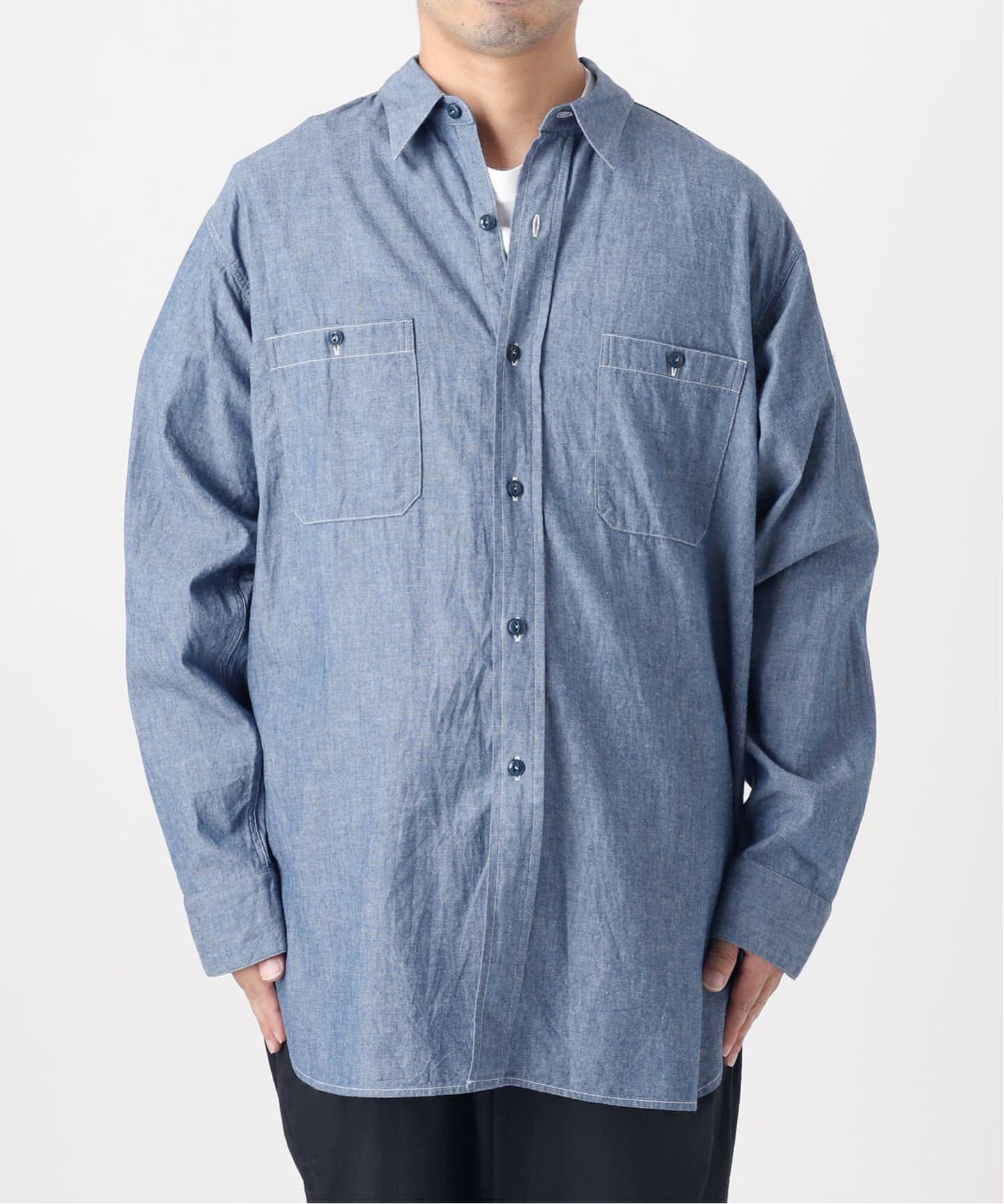 LE / エルイー】 WIDE chanbray SH:シャツ（シャツ／ブラウス）｜L