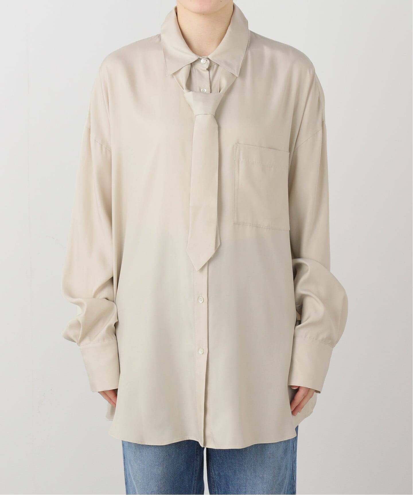 ETRE TOKYO キュプラネクタイオーバーサイズシャツ（シャツ／ブラウス