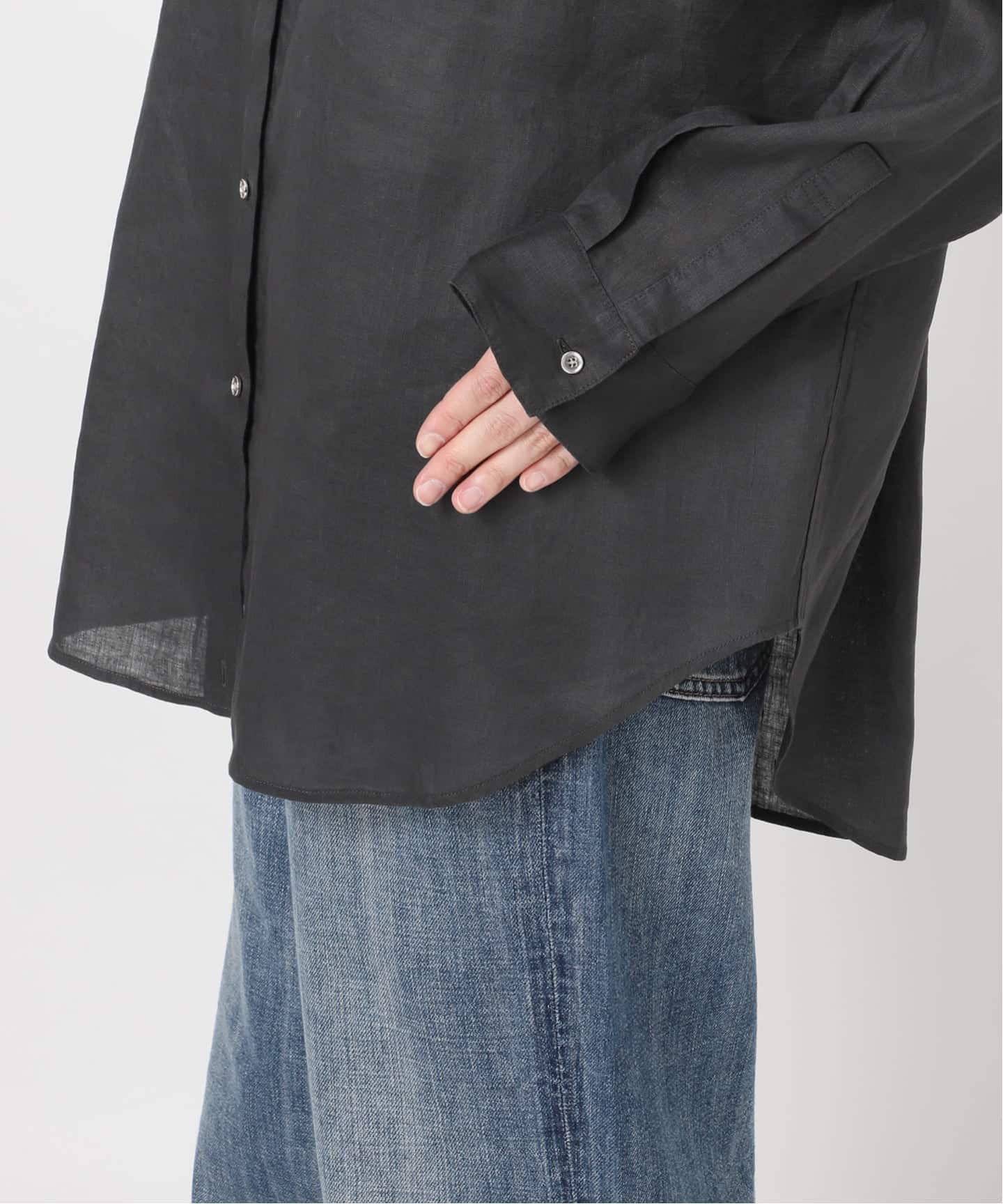 ゆったりサイズ》追加予約 80リネンカシュクール ビッグシャツ（シャツ