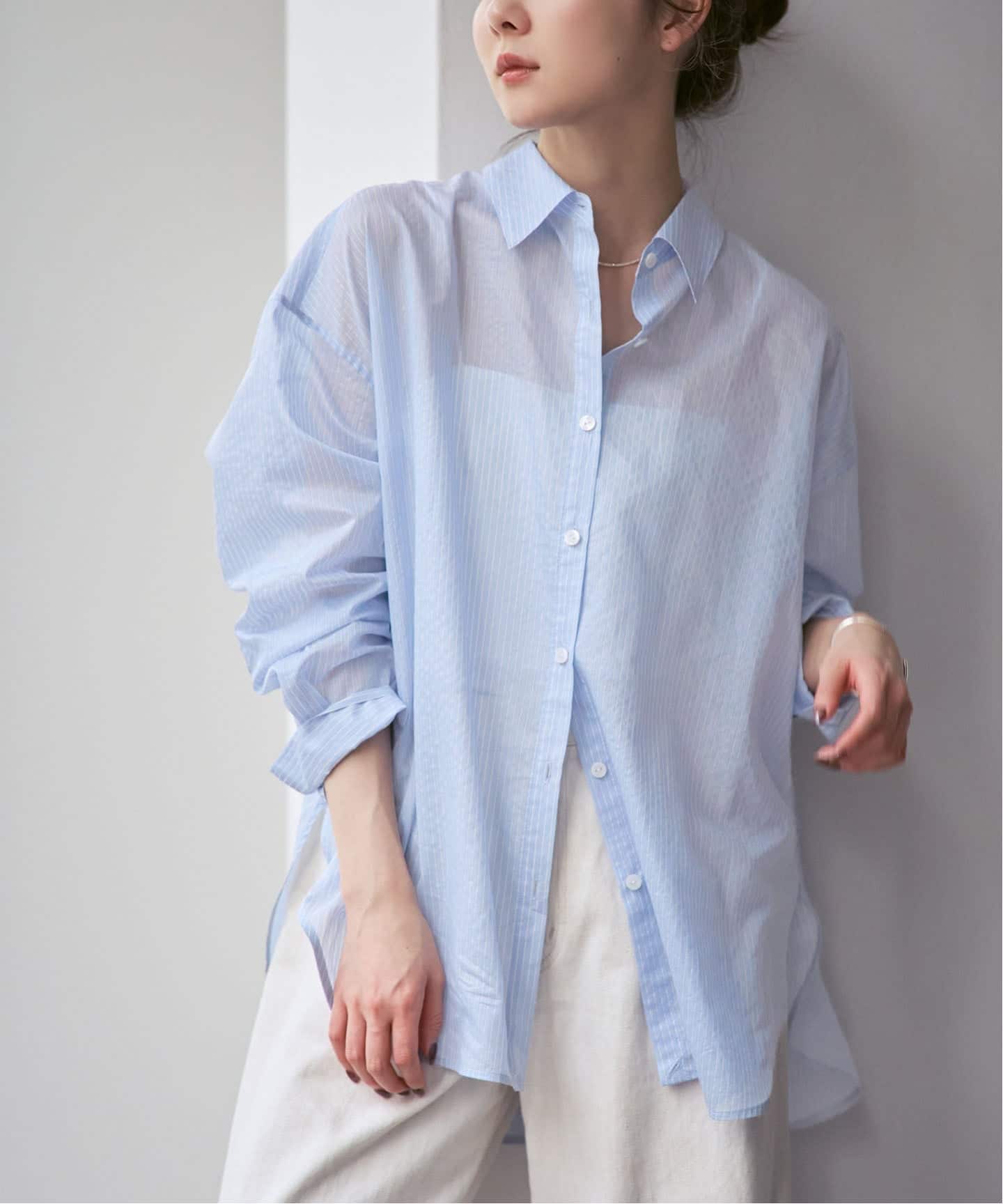 シアーストライプ2wayシャツ（シャツ／ブラウス）｜NOBLE（ノーブル