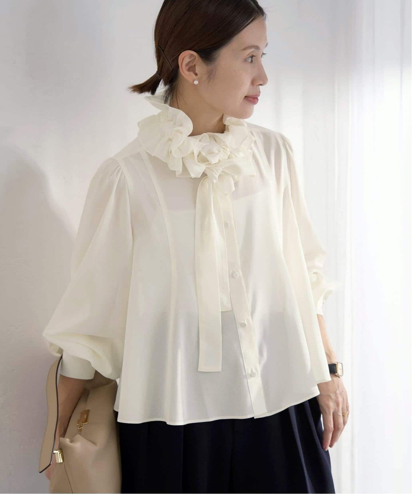 追加予約》&NAVYシアーボウタイブラウス（シャツ／ブラウス）｜IENA