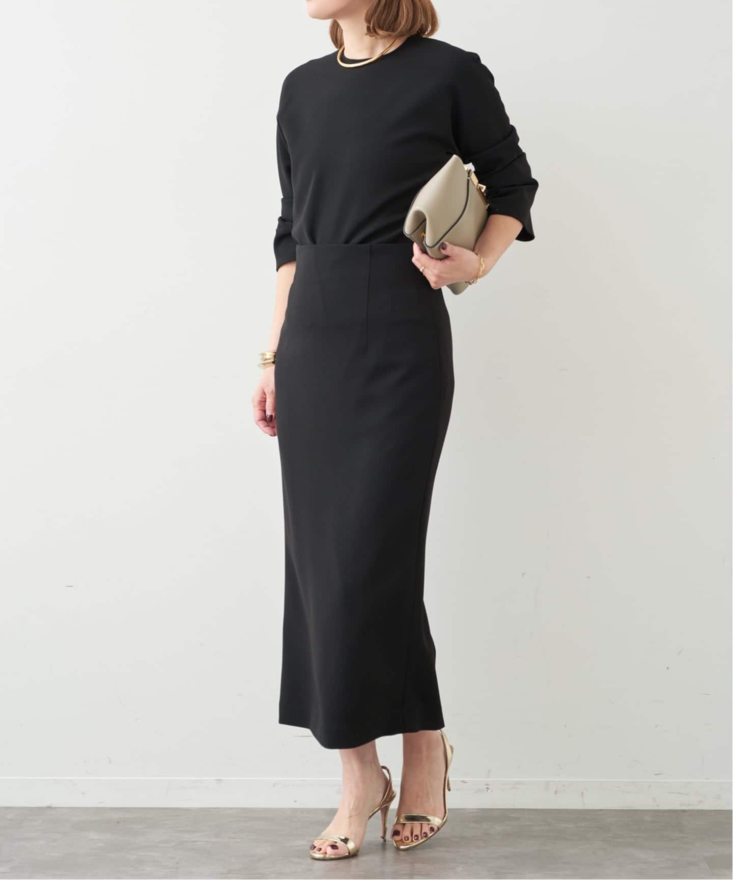 トリアセジョーゼット ハイウエスト スカート（ロング・マキシ丈