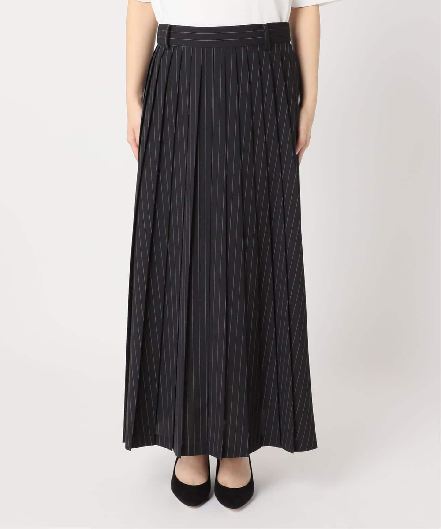 TWトロ/ストライプ プリーツスカート（ロング・マキシ丈スカート