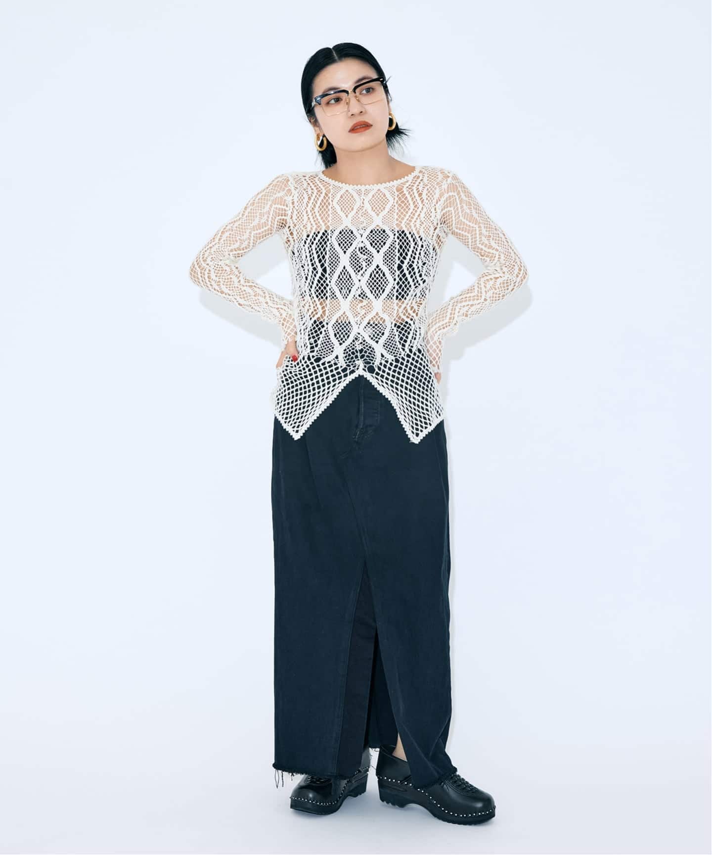 追加》EUCHRONIA 別注 LACE LONG SLEEVE 2：カットソー（Tシャツ