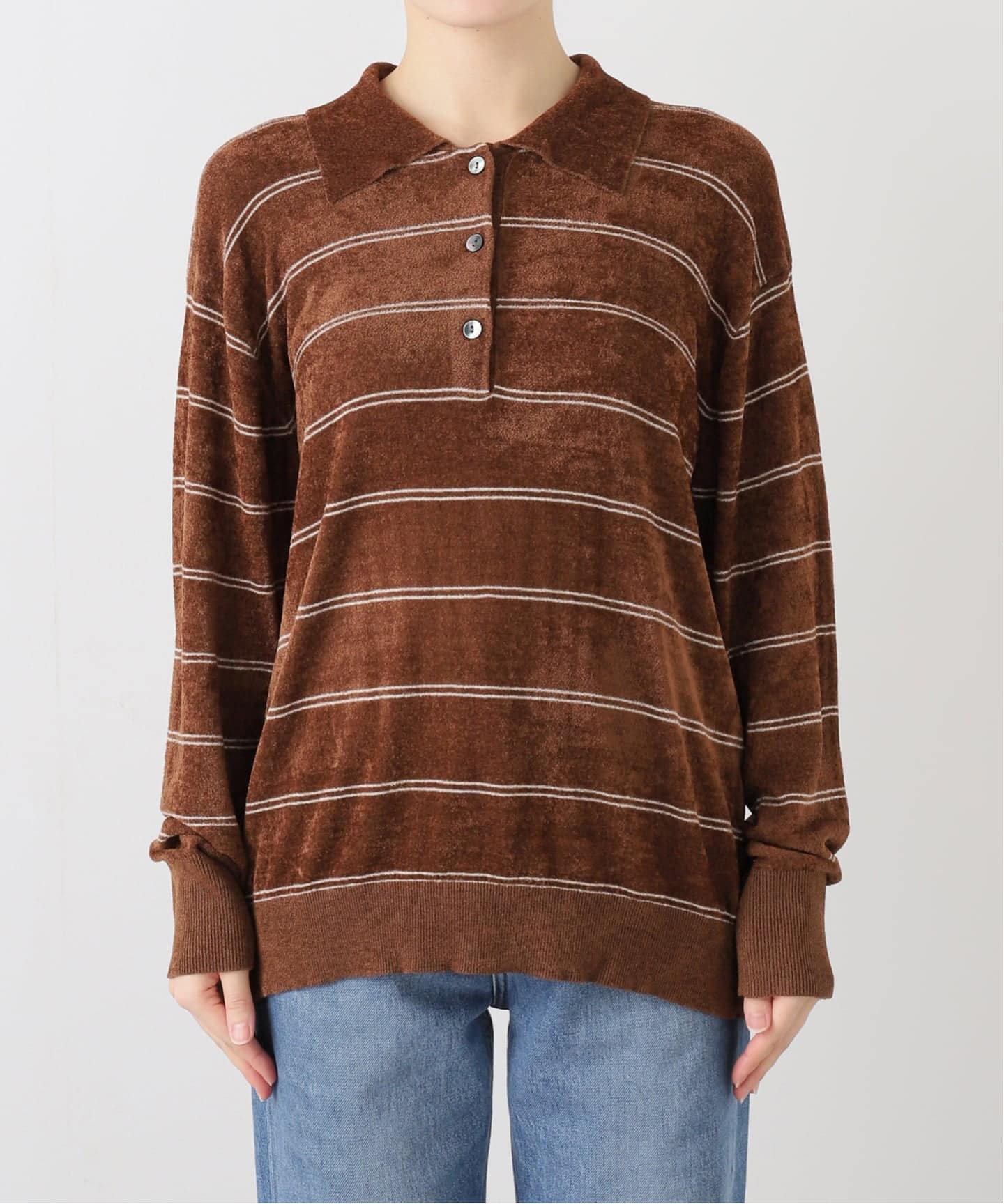 追加2》ベロアニットロングスリーブポロシャツ（ニット／セーター