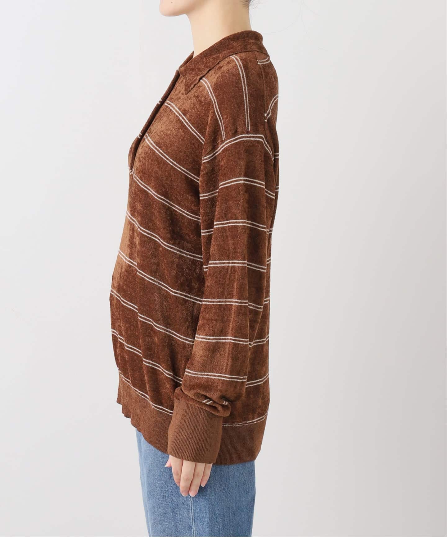 追加2》ベロアニットロングスリーブポロシャツ（ニット／セーター