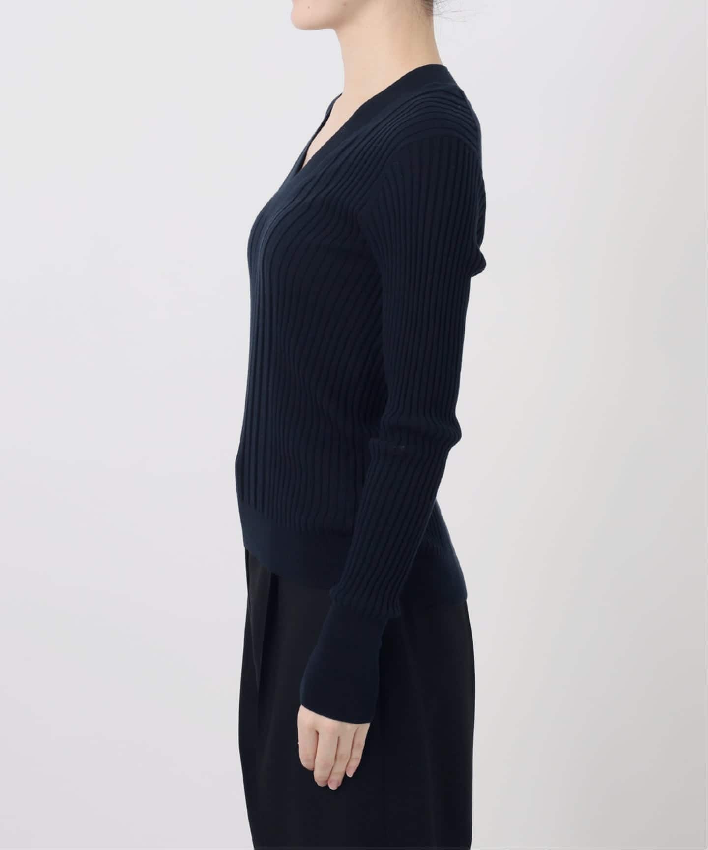 イタリア糸 RIB Vネックプルオーバー（ニット／セーター）｜VERMEIL