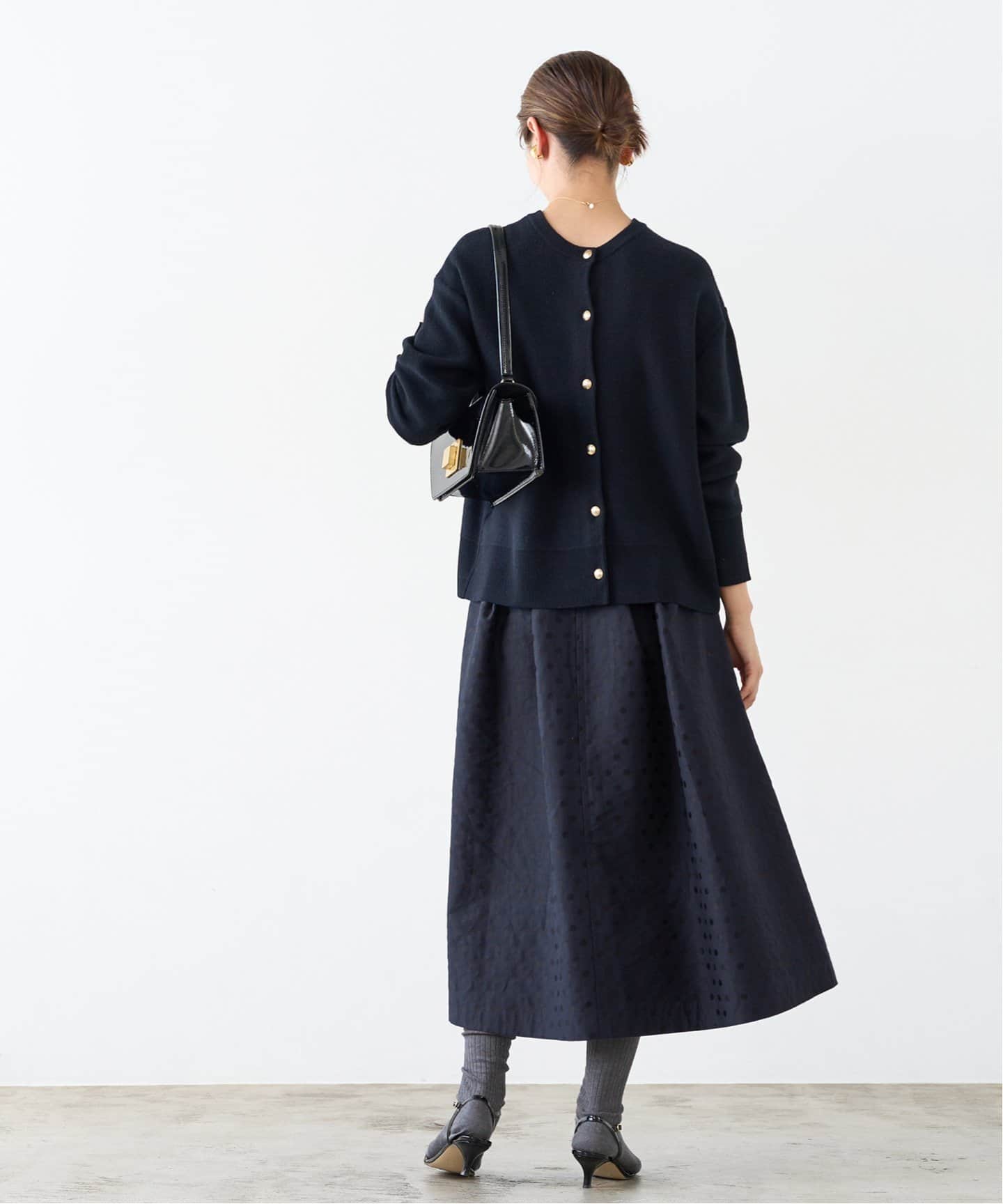 ドットジャガードタックスカート（ロング・マキシ丈スカート）｜IENA