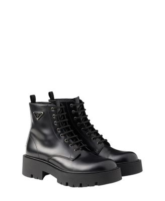 Prada Men's Brushed Leather Combat Boots | Bloomingdale's