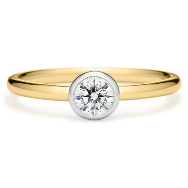 PT950/K18YG トート ベゼル コンビネーション リング 0.3ct｜婚約指輪