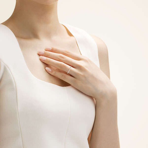 K18PG スクエア ダイヤモンド ハーフエタニティ リング 1.8mm 4-7