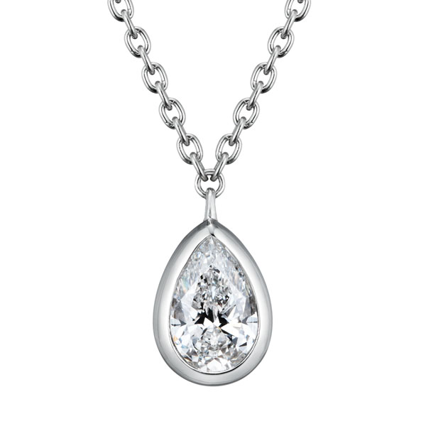 PT950 トランク ペアシェイプ ベゼル ネックレス 0.3ct｜婚約