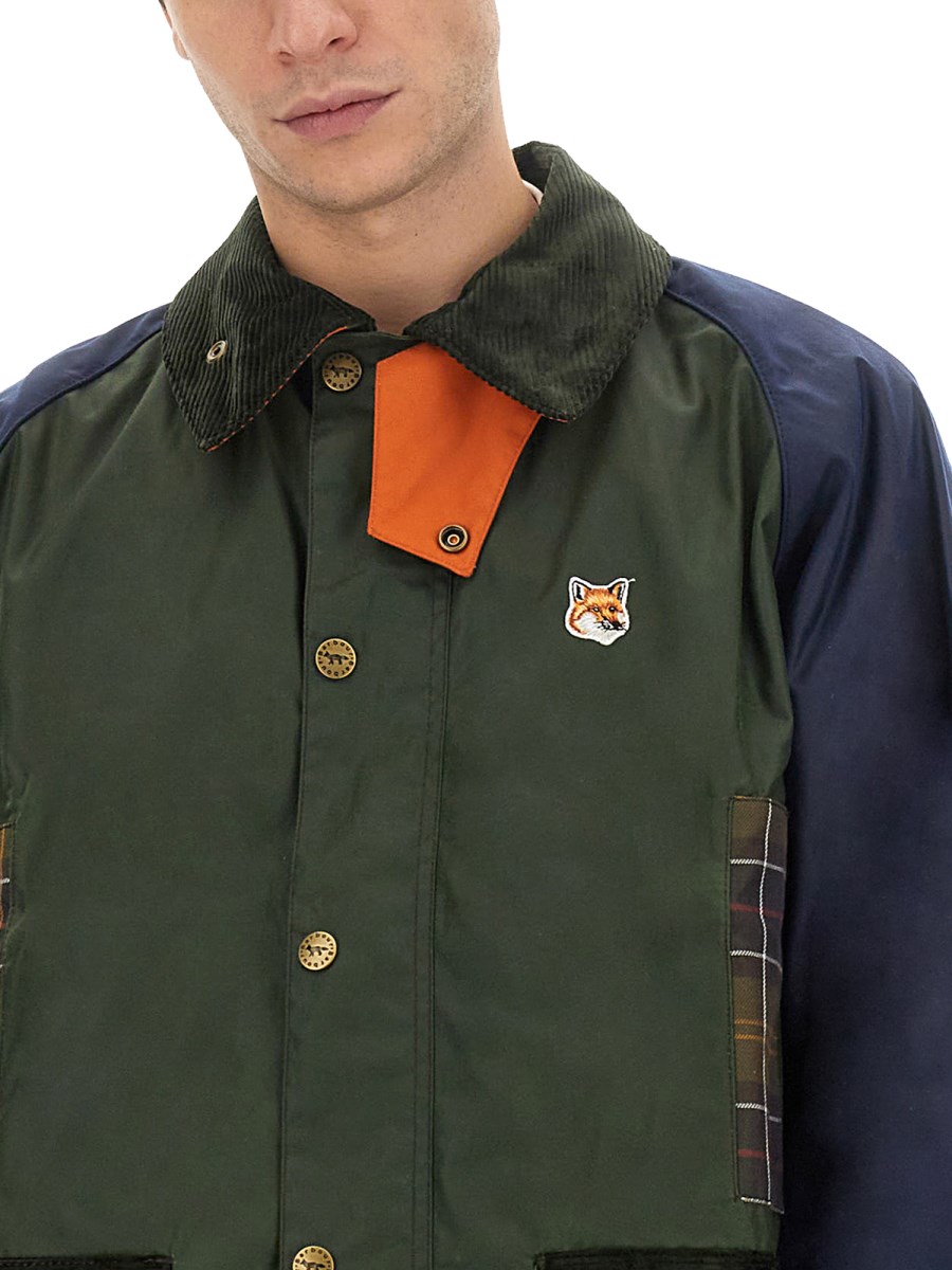 MAISON KITSUNÉ X BARBOUR - BEAUFORT WAXED COTTON JACKET WITH HEAD