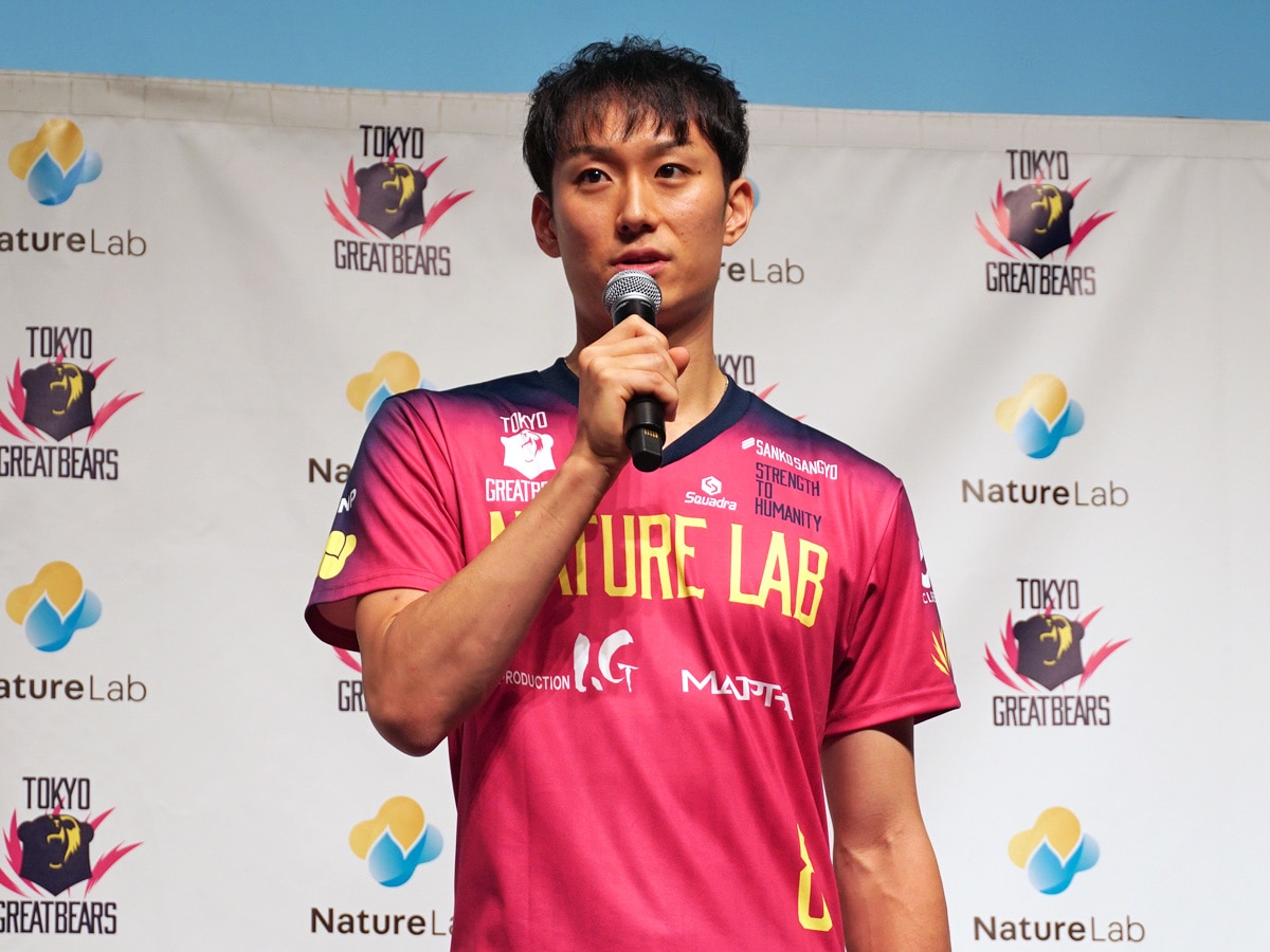 可能性を感じた」と入団を決めた柳田将洋選手＝東京グレートベアーズ