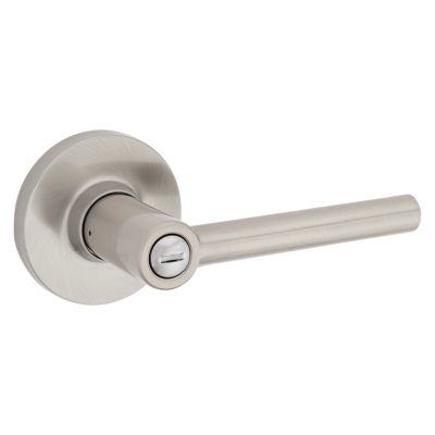 Satin Nickel Reminy Lever (Round) - Bed/Bath - Safe Lock | Kwikset