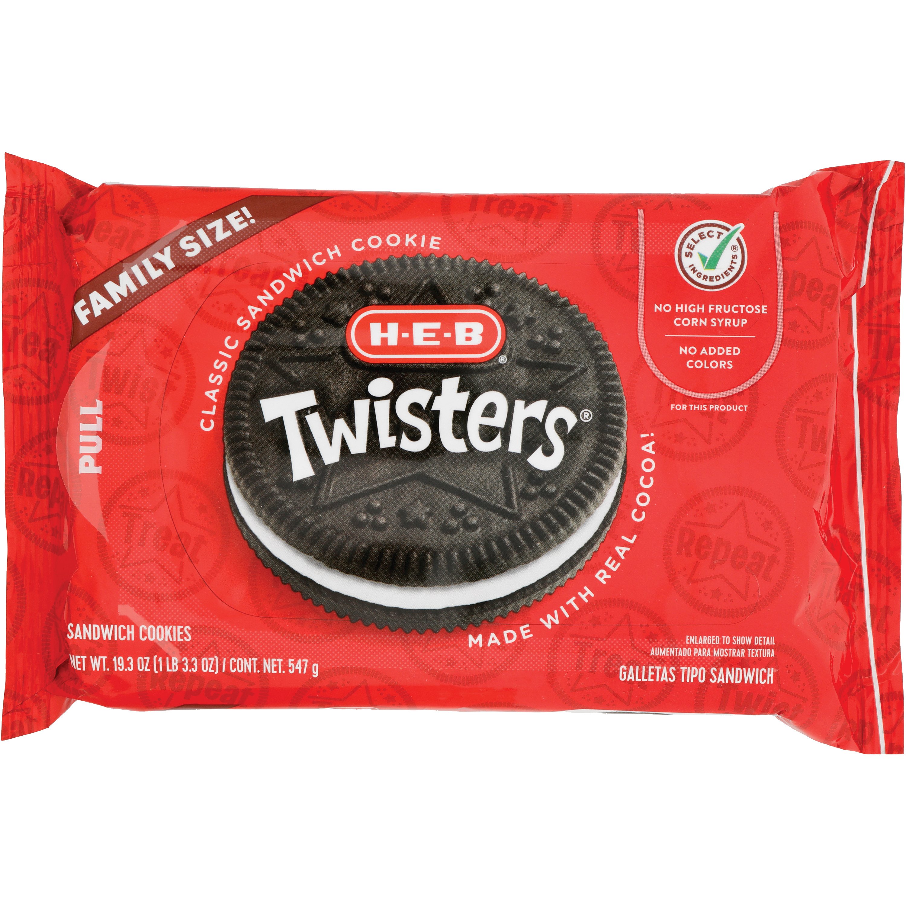 H-E-B Twisters Sandwich Cookies - Family-Size, 19.3 oz | Joe V's