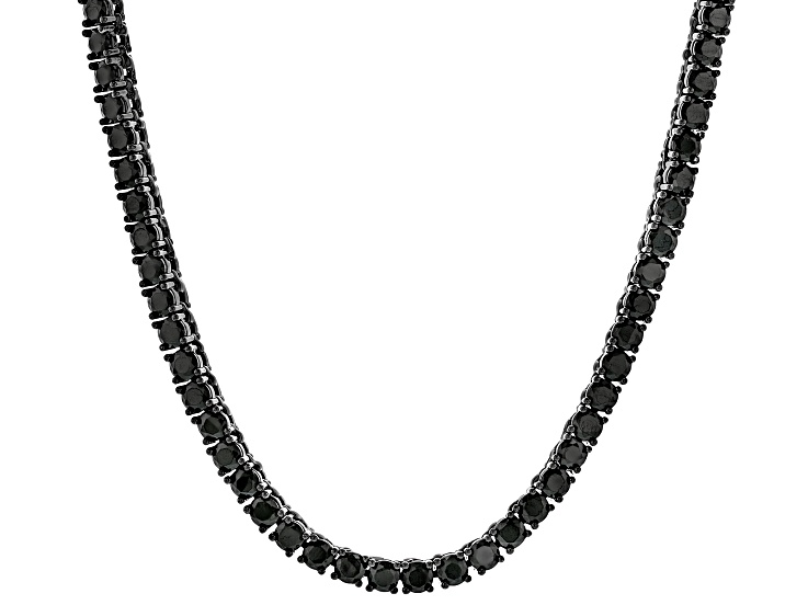 Black Cubic Zirconia Black Rhodium Over Brass Tennis Necklace