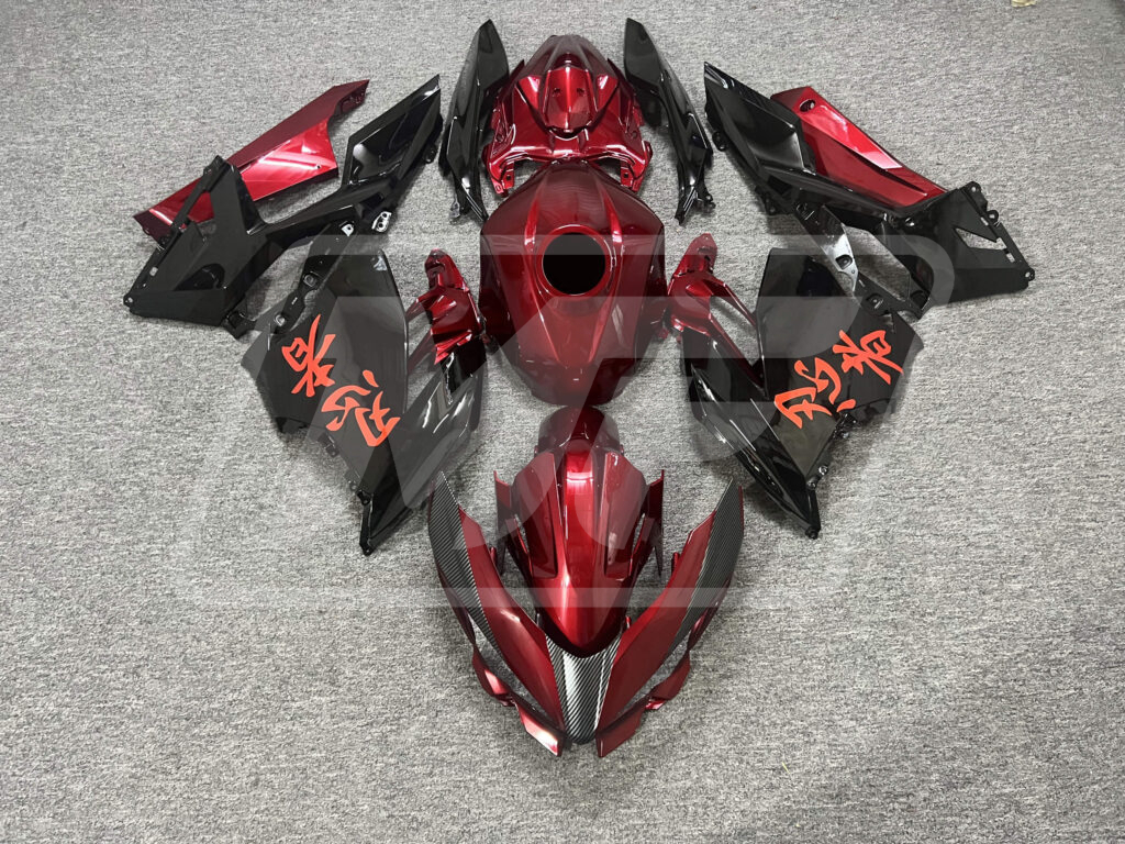 Kawasaki Ninja 400 2018-2024 Gloss Deep Red & Black ABS Fairings