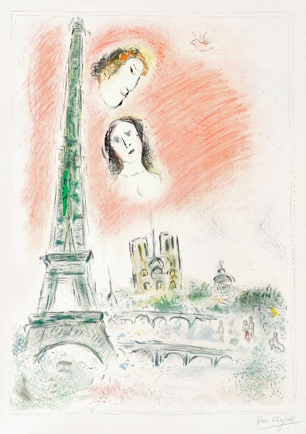 Marc Chagall, Bouquet à la Tour Eiffel (Bouquet with Eiffel Tower