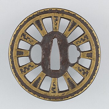 Sword guard (Tsuba) With Cherry Blossom Motif (桜図与四郎象嵌鐔
