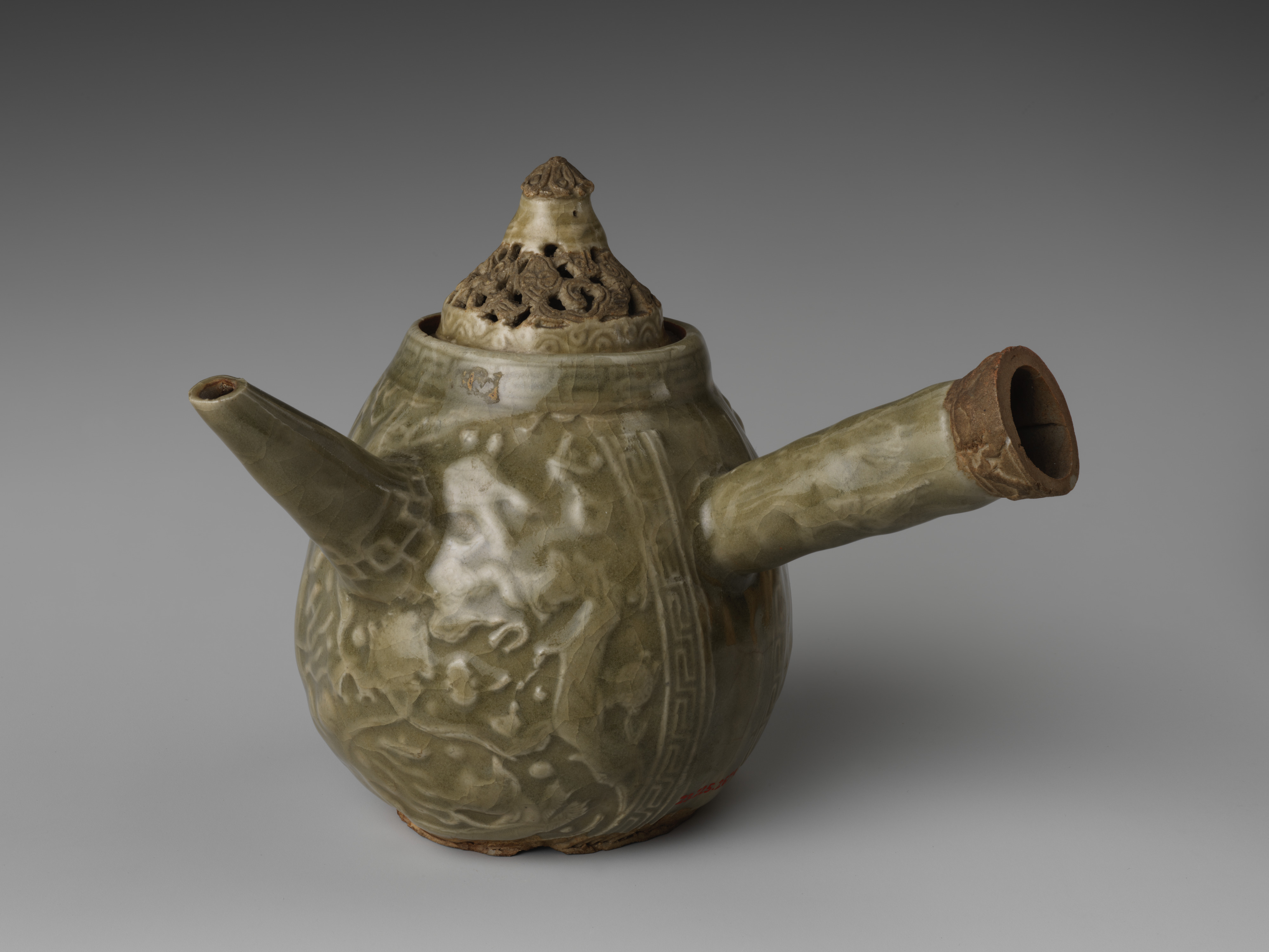 Aoki Mokubei - Sencha Teapot (Kyūsu) with Jewel-Chasing Dragons