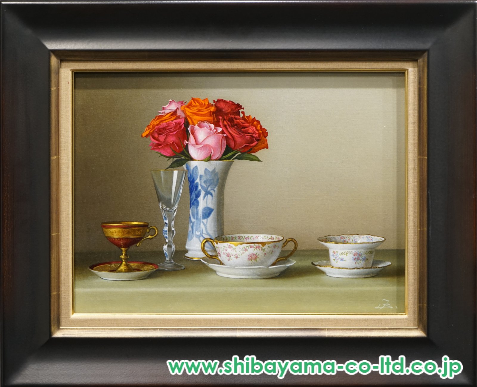 正田徳衛「花と陶磁器」油彩 P8号 :: 絵画買取・販売 - シバヤマ