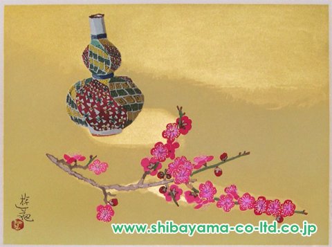 小倉遊亀「紅梅古九谷」木版画 :: 絵画買取・販売 - シバヤマ