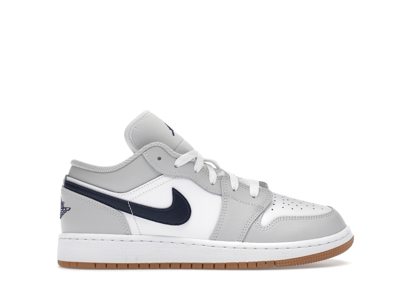 Jordan 1 Low White Neutral Grey Gum Midnight Navy (GS) - 553560