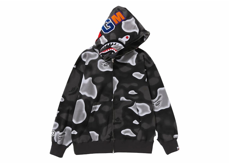 BAPE Liquid Camo Shark Relaxed Fit Full Zip Hoodie Black Men's