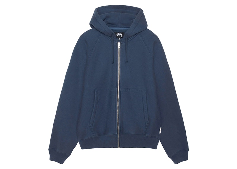 Stussy Raglan Zip Hoodie Navy Men's - FW24 - US