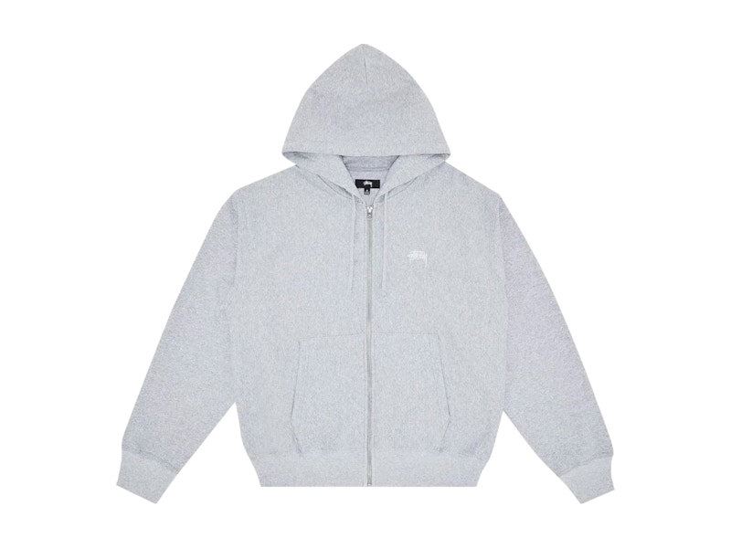 Stussy Stock Logo Zip Hoodie Grey Heather Men's - FW22 - US