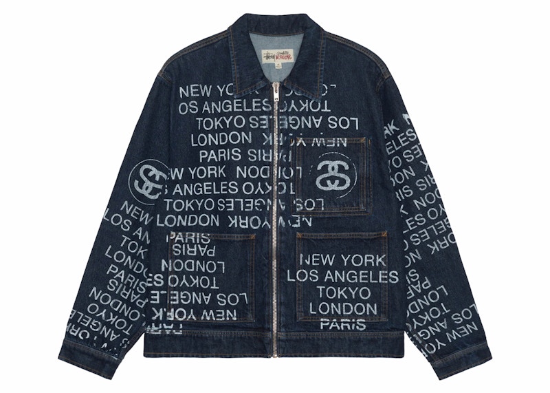Stussy Zip Work Denim City Link Jacket One Wash Men's - SS24 - US
