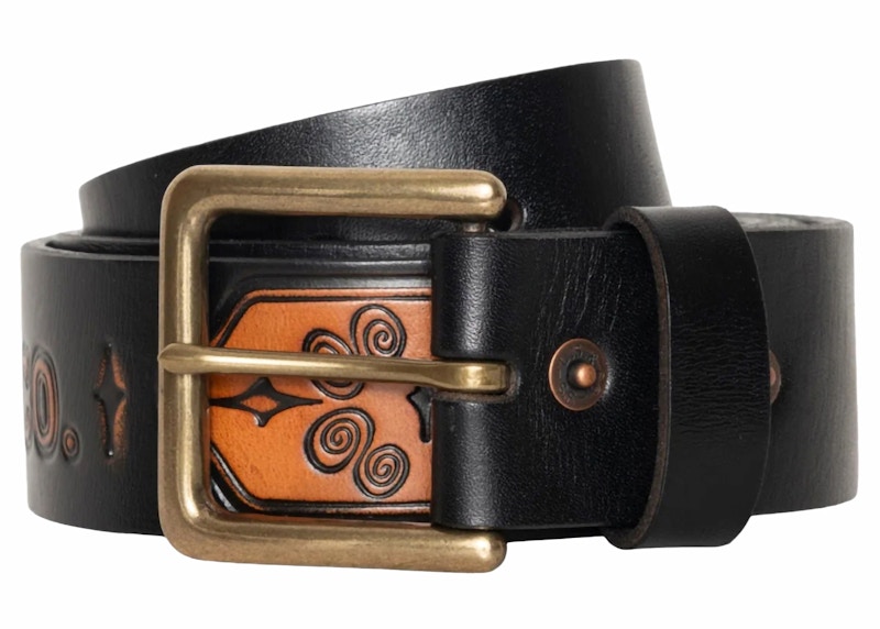 Stussy x Levi's Embossed Leather Belt Black Men's - SS24 - US