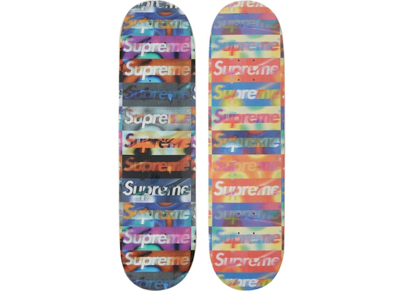 Supreme Distorted Logo Skateboard Deck Black/Yellow Set - SS20 - US