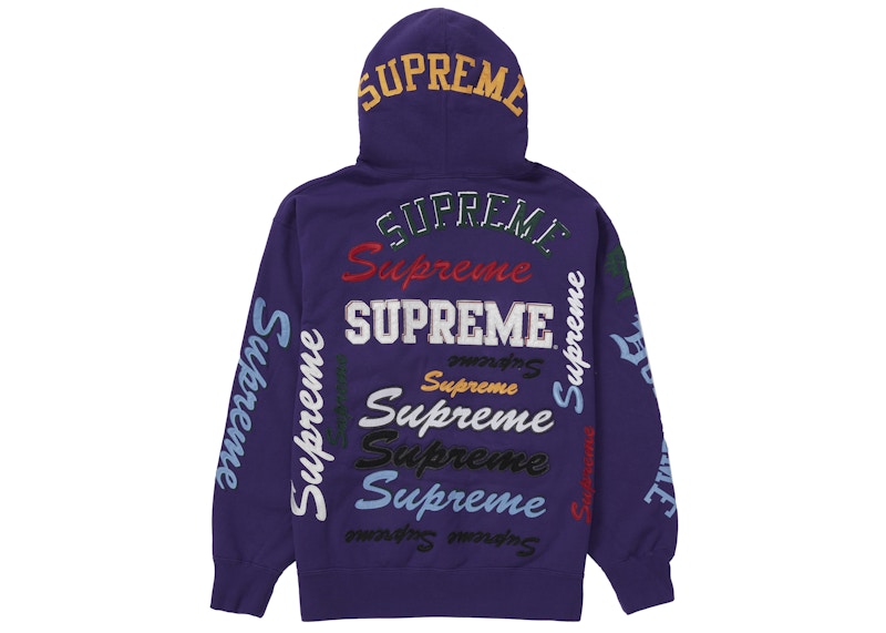 Supreme Multi Logo Hooded Sweatshirt Purple Men's - FW21 - US
