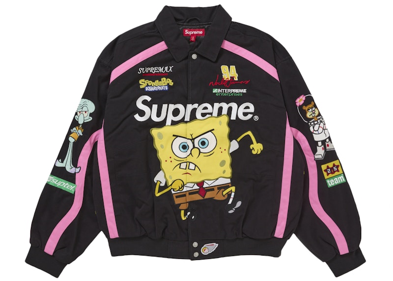 Supreme SpongeBob SquarePants Jeff Hamilton Racing Jacket Black