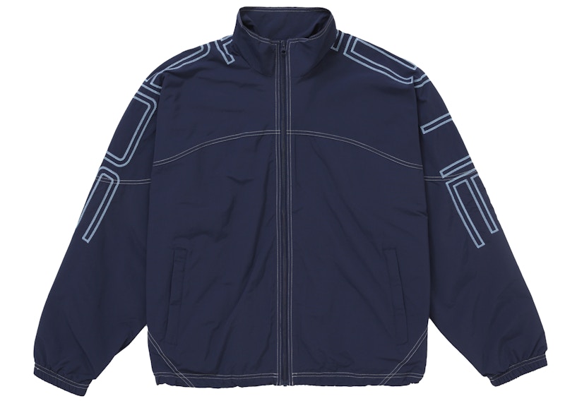 Supreme Spellout Embroidered Track Jacket (SS25) Navy Men's - SS25